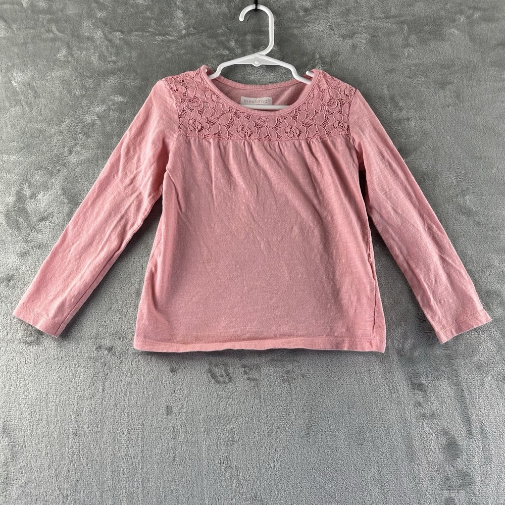 In Extenso Top Shirt Girls 6 Pink Long Sleeve Lace Detail